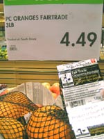 Fair Trade oranges in Zehrs